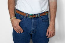 Carica l'immagine nel visualizzatore di Gallery, ALBERTO LUTI Cintura texana Cognac con fibbia turchese