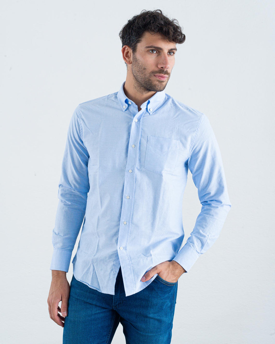 DEPERLU Camicia in Oxford celeste Mod.Andy